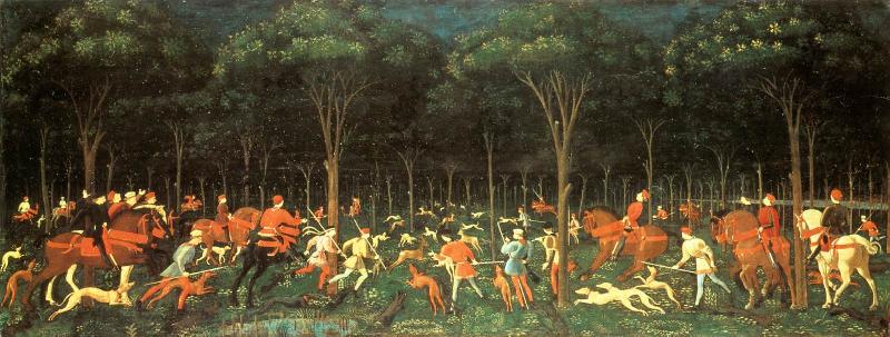 UCCELLO, Paolo The Hunt in the Forest aer Sweden oil painting art
